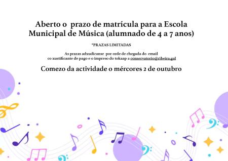 Imaxe Aberto o prazo de matrícula para a Escola Municipal de Música