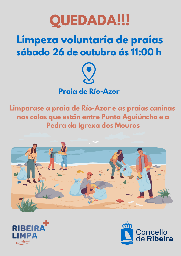 Imagen Ribeira chama ao voluntariado para a limpeza de praias o vindeiro 26 de outubro